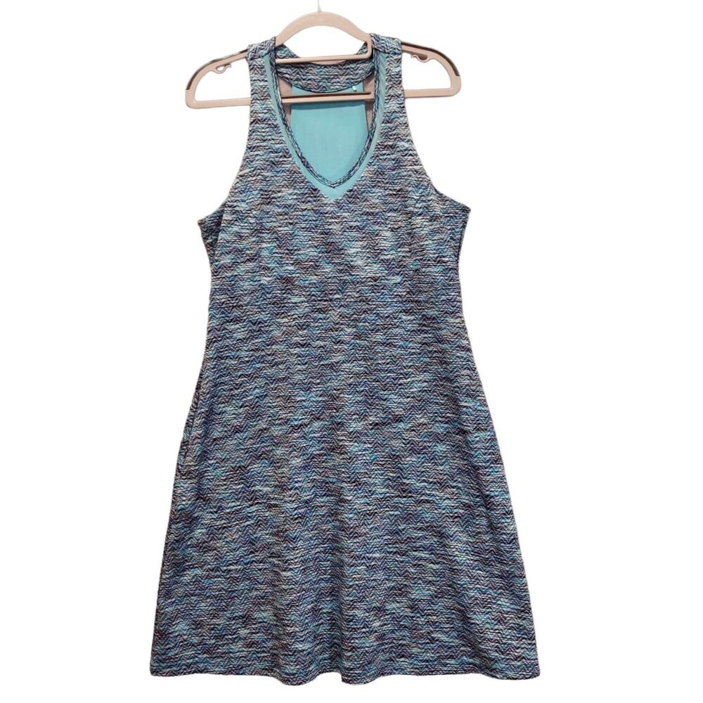 MPG Womens L Dress Blue summer Racerback Athletic Pockets Shelf Bra Athleisure